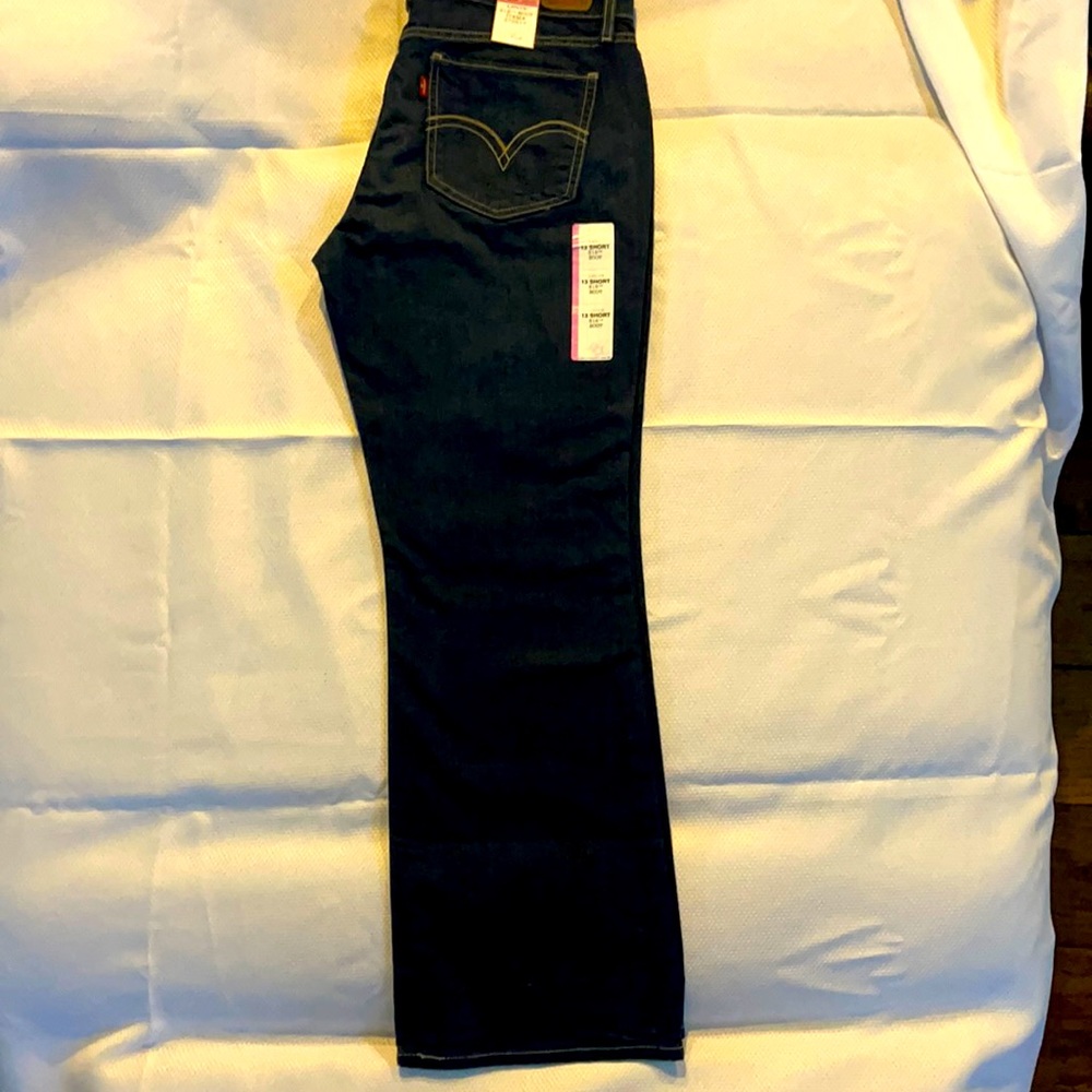 These are Levi’s boot cut low rise stretch denim